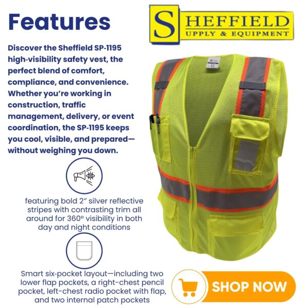Sheffield Protection - HI-VIS Safety Vest - SP1195 - Image 4