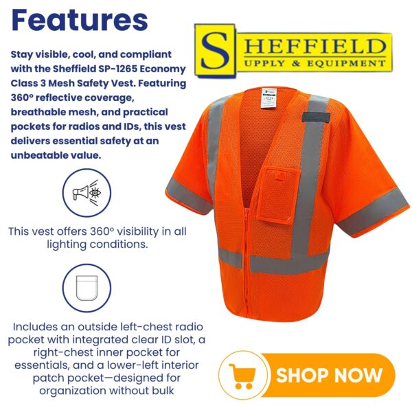 Sheffield Protection - HI-VIS Safety Vest - SP1265 - Image 2