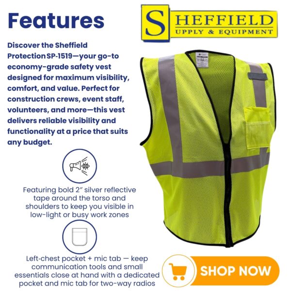 Sheffield Protection - HI-VIS Safety Vest - SP1519 - Image 5