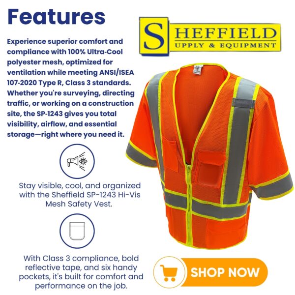 Sheffield Protection - HI VIS Safety Vest - SP1243 - Image 3