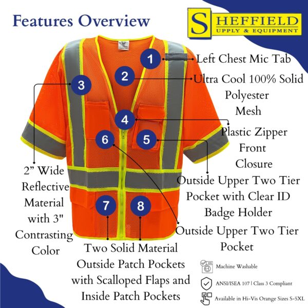 Sheffield Protection - HI VIS Safety Vest - SP1243 - Image 2