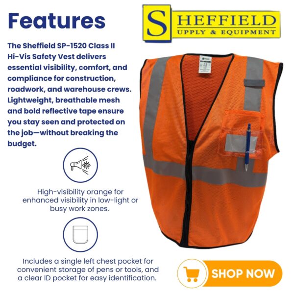 Sheffield Protection - HI VIS Safety Vest - SP1520 - Image 5