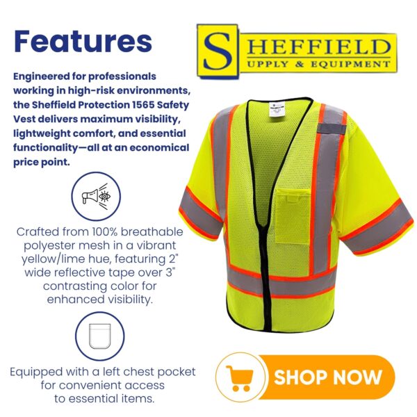 Sheffield Protection - HI VIS Safety Vest - SP1565 - Image 5