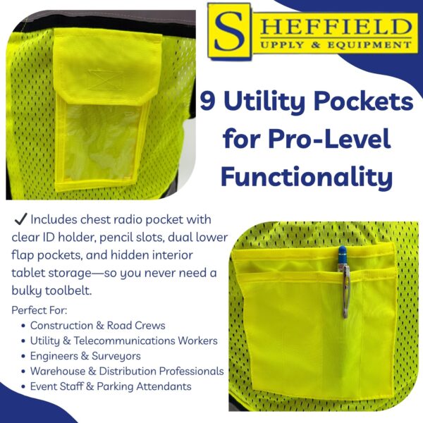 Sheffield SP-5004 Class II High Visibility Safety Vest - Image 5